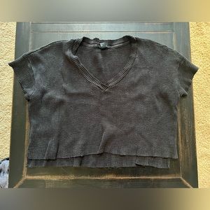 Forever 21 Cropped V neck Waffle Shirt